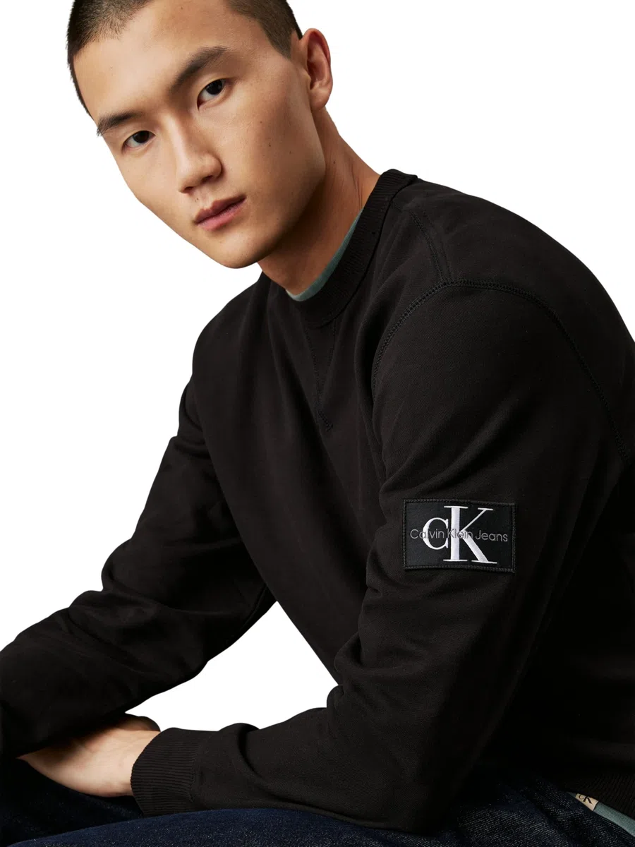 Calvin Klein Uomo Felpa Badge Crew Neck Cotone