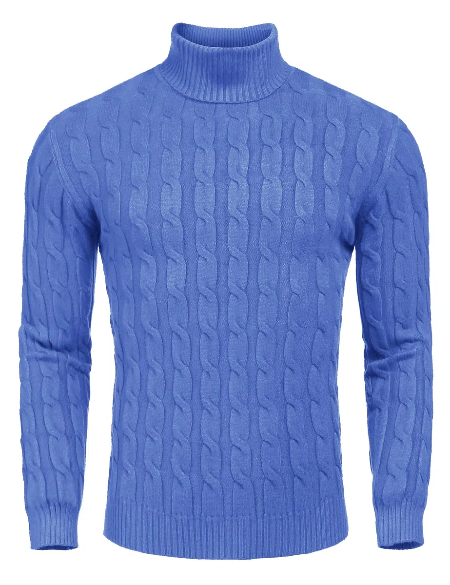 COOFANDY Maglione da uomo slim fit a collo alto, maglione casual lavorato a maglia ritorta