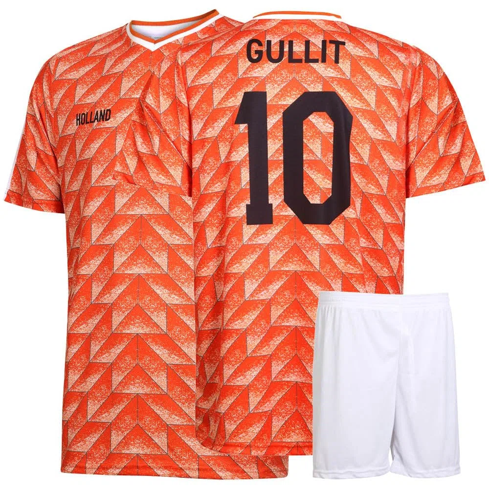 Kingdo Kit Calcio Campionato Europeo 88 Gullit - Nazionale Olandese - Arancione - Bambino e Adulto - Ragazzi - Uomini - Divisa da Calcio - Maglietta Sportiva - Abbigliamento Sportivo