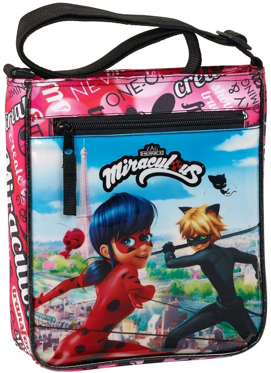 Ladybug & Cat Noir Borsa a Tracolla Messenger 21 x 4,5 x 25 cm
