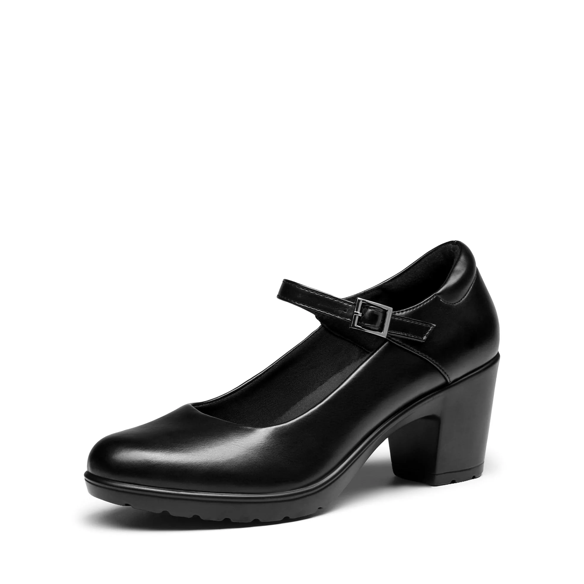 Dream Pairs Mary Janes - Scarpe da Donna con Tacco Basso e Cinturino alla Caviglia, Punta Chiusa, comode, da Lavoro, con Punta Arrotondata