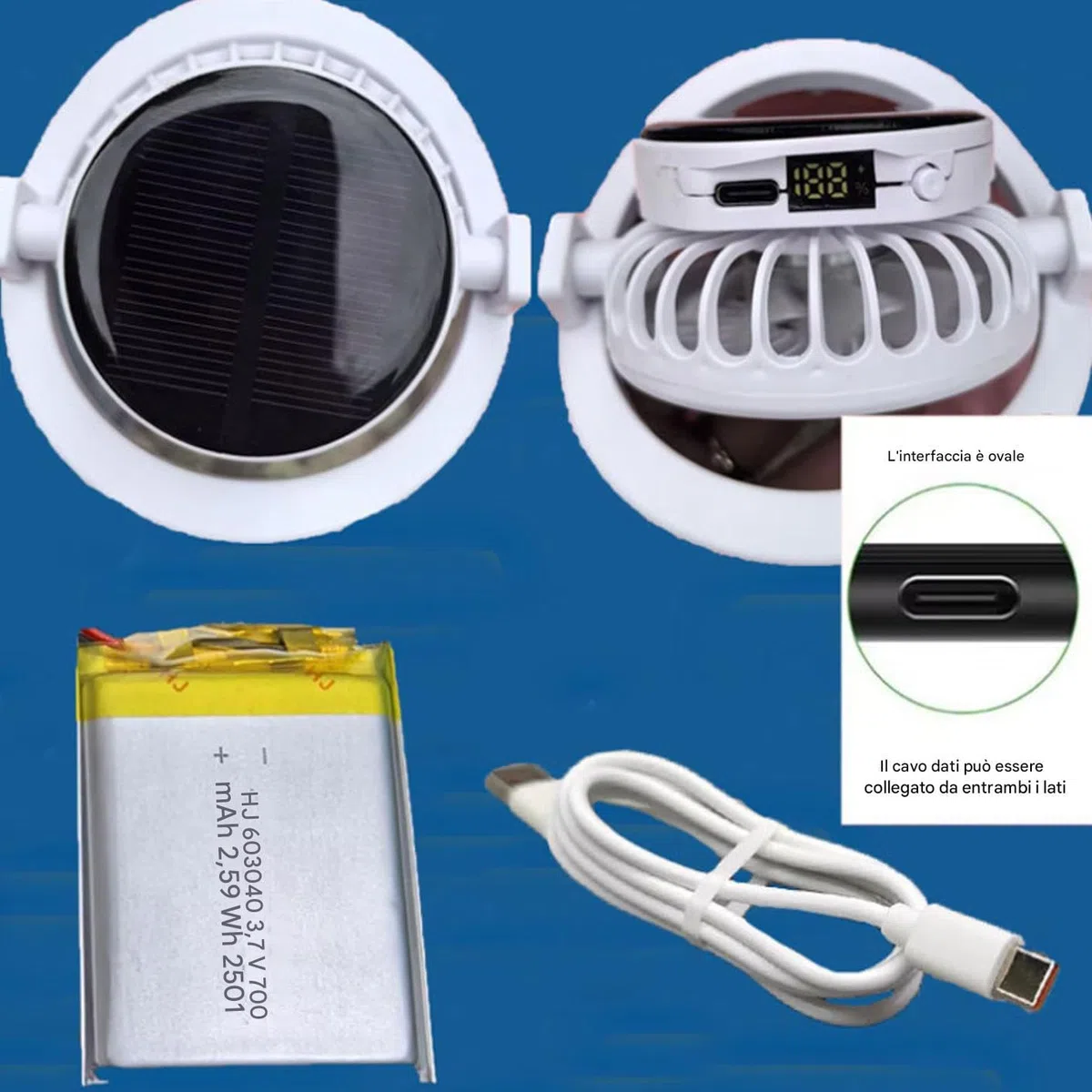 Unisex Solar Fan Cooling Hat, Ricaricabile USB, con Ventilatore Solare E Display A LED, Anti-UV All'aperto, Berretto da Baseball Regolabile E Regolabile per La Pesca in Spiaggia, Il Golf, Il Ciclismo
