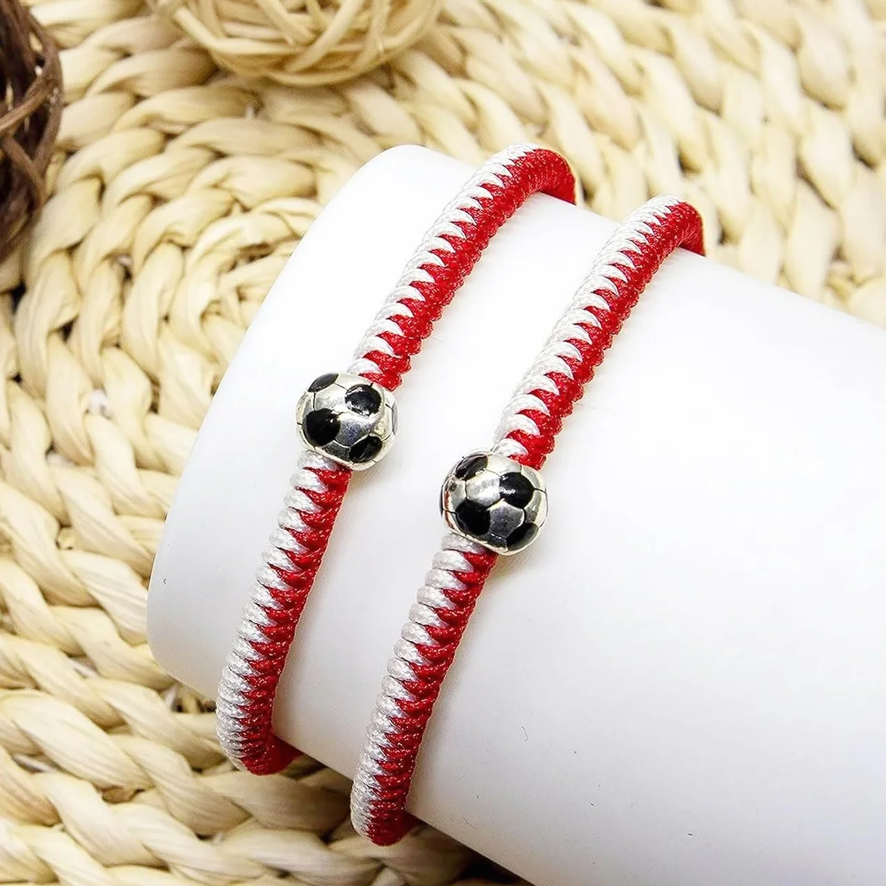 Set di 1/2 Braccialetti da Calcio per Bambini, Braccialetti dell'Amicizia Regolabili, Braccialetto Intrecciato da Calcio Regolabile, Regalo di Football per Bambini Sportivi, Adolescenti, B