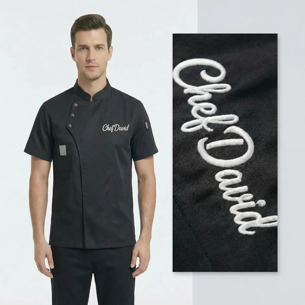 Giacca da chef personalizzabile per uomo e donna, giacca da cuoco personalizzata con nome/testo ricamato, crea la tua camicia da chef