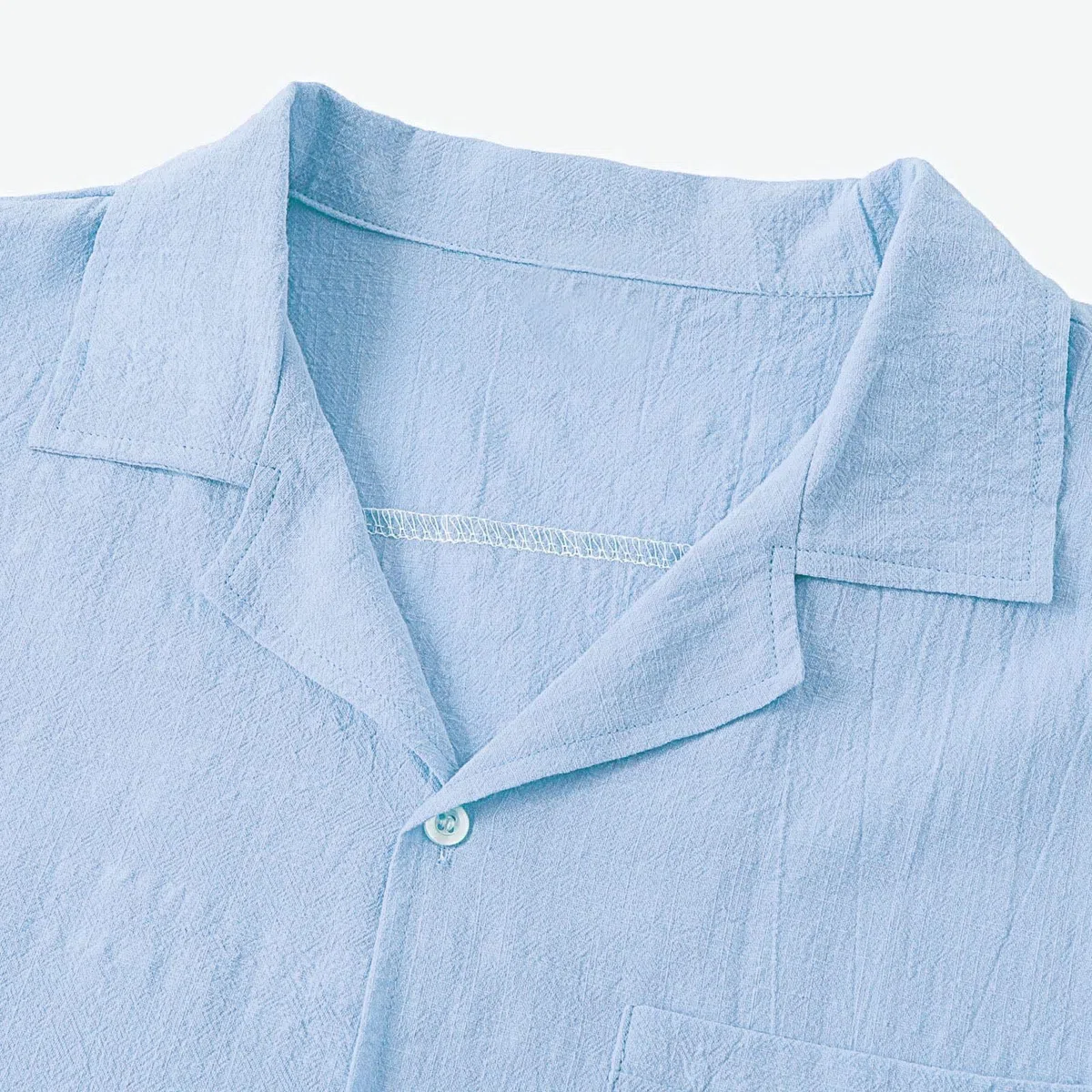 Celucke Tuta estiva da uomo, in lino, per il tempo libero, in tinta unita, 2 pezzi, a maniche corte, con bottoni, camicia e pantaloncini da spiaggia