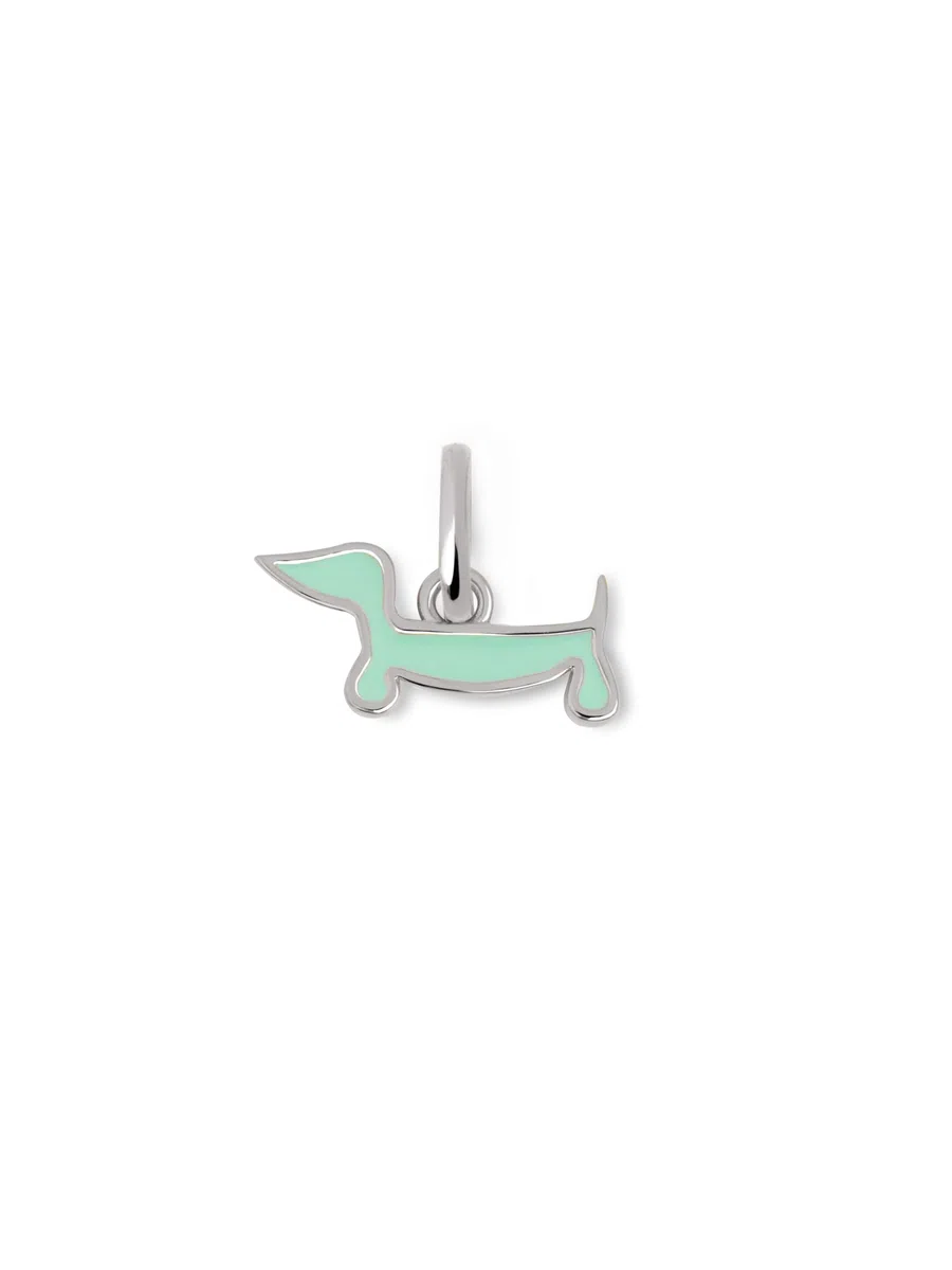 SINGULARU - Charms Mini Perro Teckel Enamel. Ciondoli in Ottone con Finitura Placcata Oro 18Kt. Motivo Cane in Smalto Giallo o Blu. Gioielli per Donna