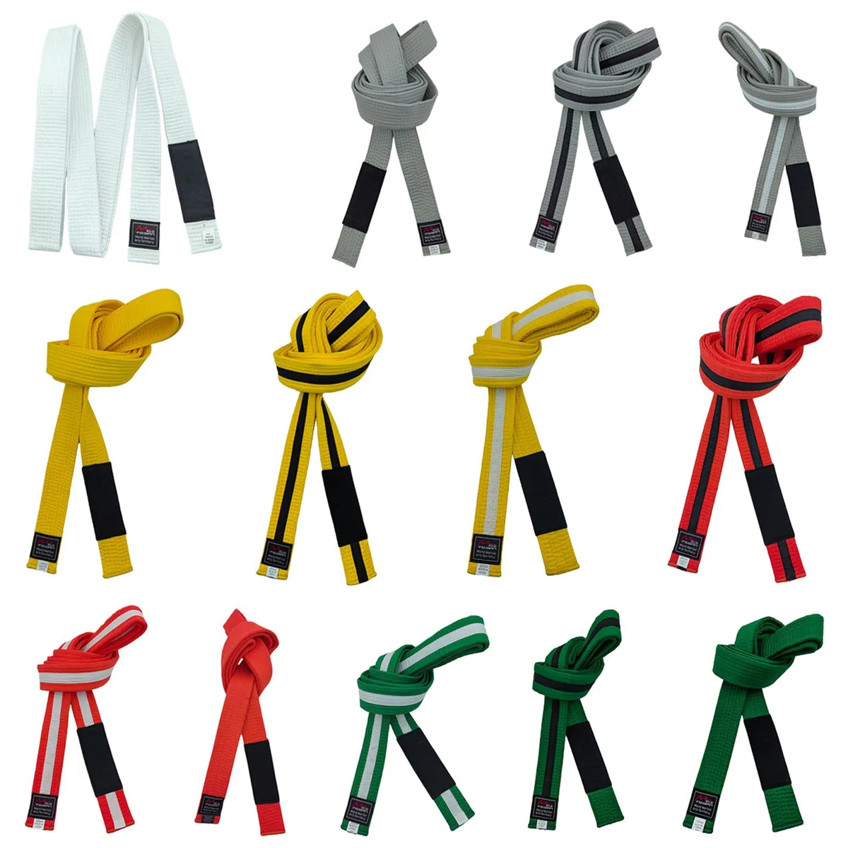 Cintura brasiliana per jiu-jitsu giovanile con sistema di grado BJJ sotto i 16 anni, larghezza 4 cm, per bambini, bianco, grigio, giallo, arancione, verde