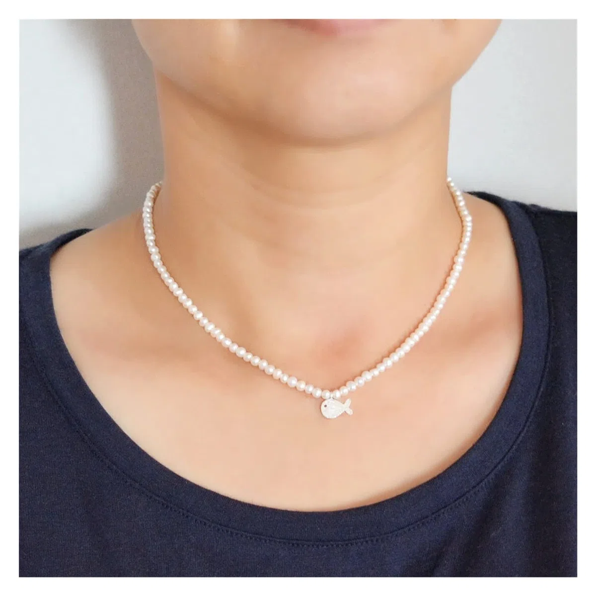 Collane da donna Simpatica collana di balene piccola collana di perle for ragazza con gioielli in argento fatti a mano in argento sterling 925 con perle naturali accessori alla moda