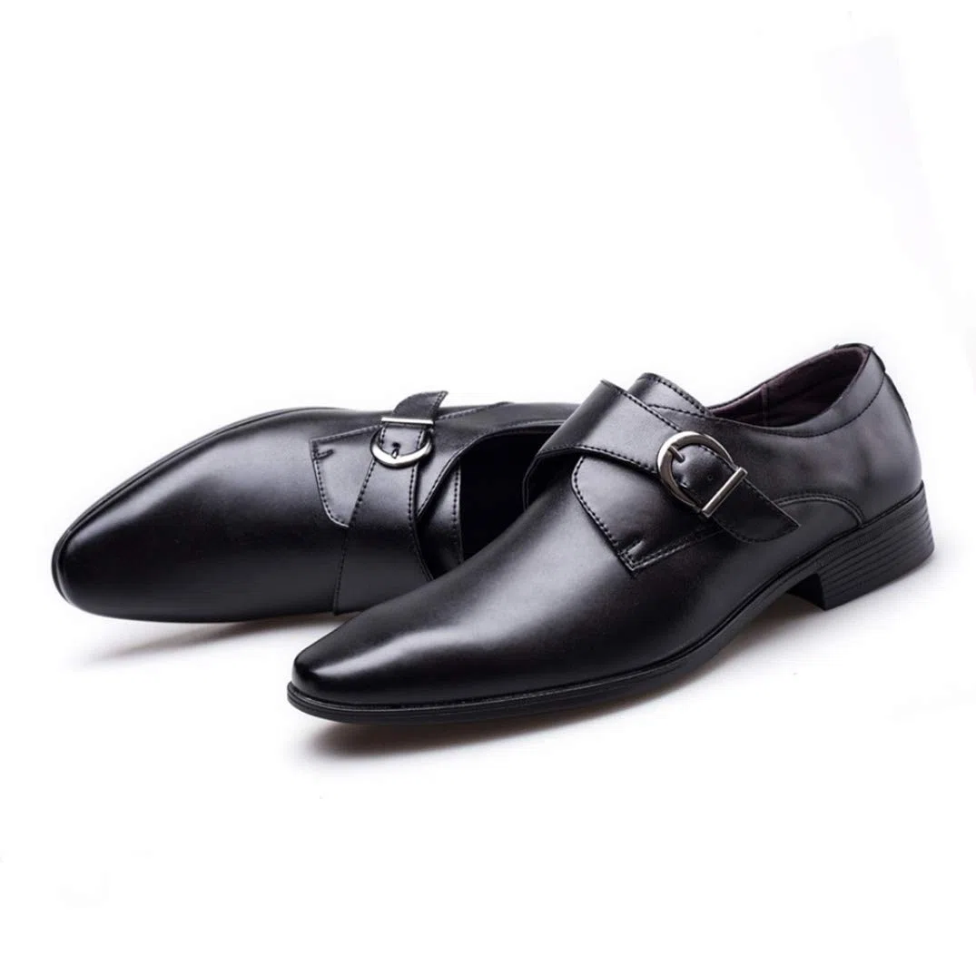Scarpe Eleganti da Uomo Slip on a Punta Traspirante Mocassini con Punta a Punta Appartamenti Scarpe da Lavoro in Pelle con Fibbia Casual