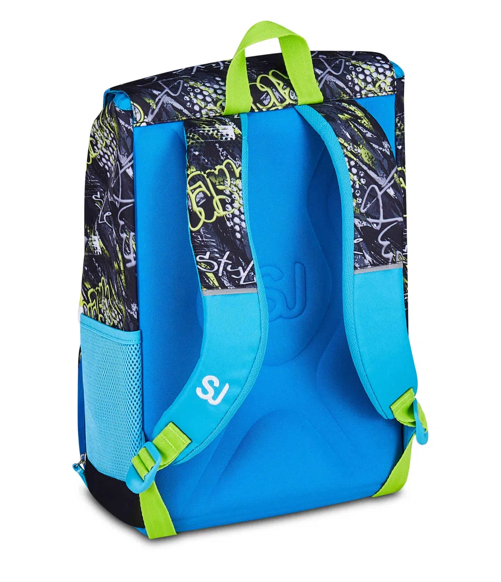 SJ GANG STYLE JAM GANG Zaino Scuola Estensibile SOFT POUCH BOY, Nero, 24L, Zip Laterali, Applicazione cappellino in silicone, Tasca frontale, Tasca portaborraccia, Scuola elementare, Bambino