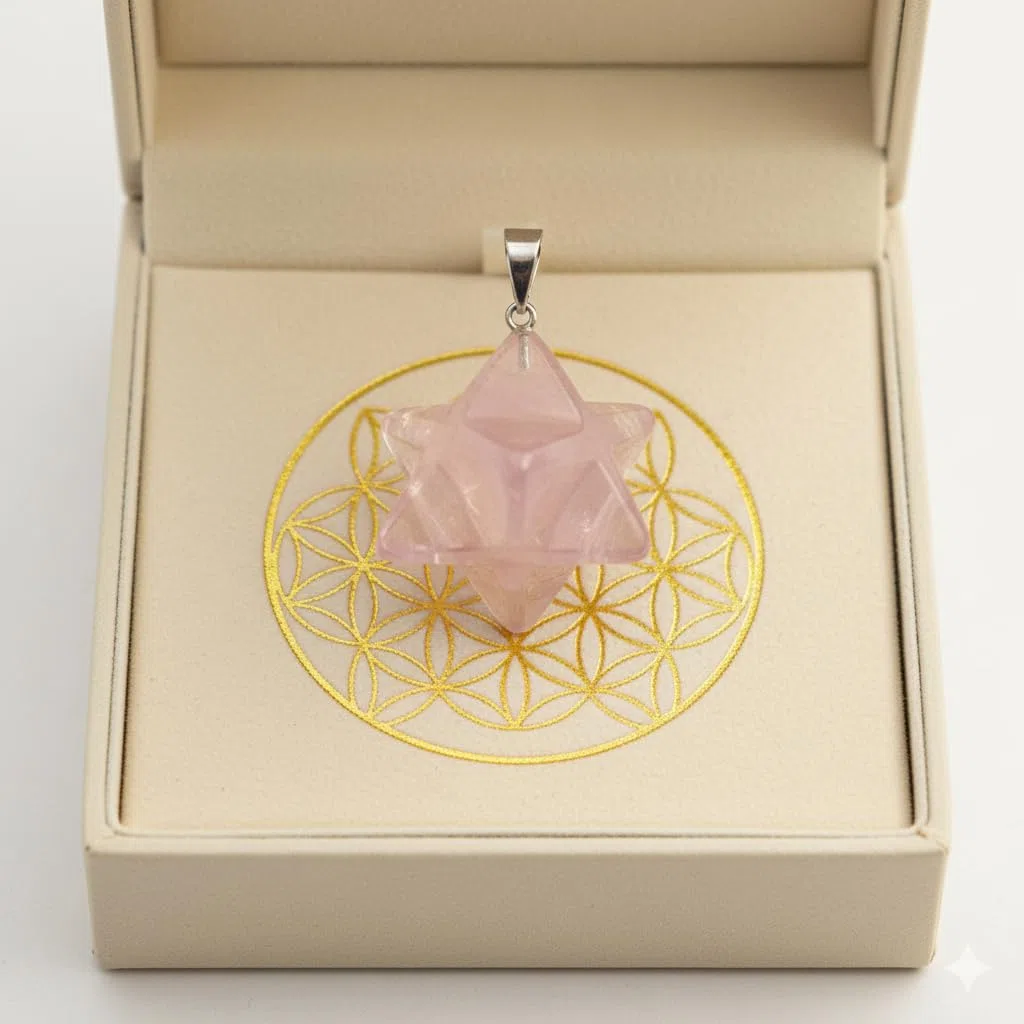 Ciondolo MERKABA di quarzo rosa