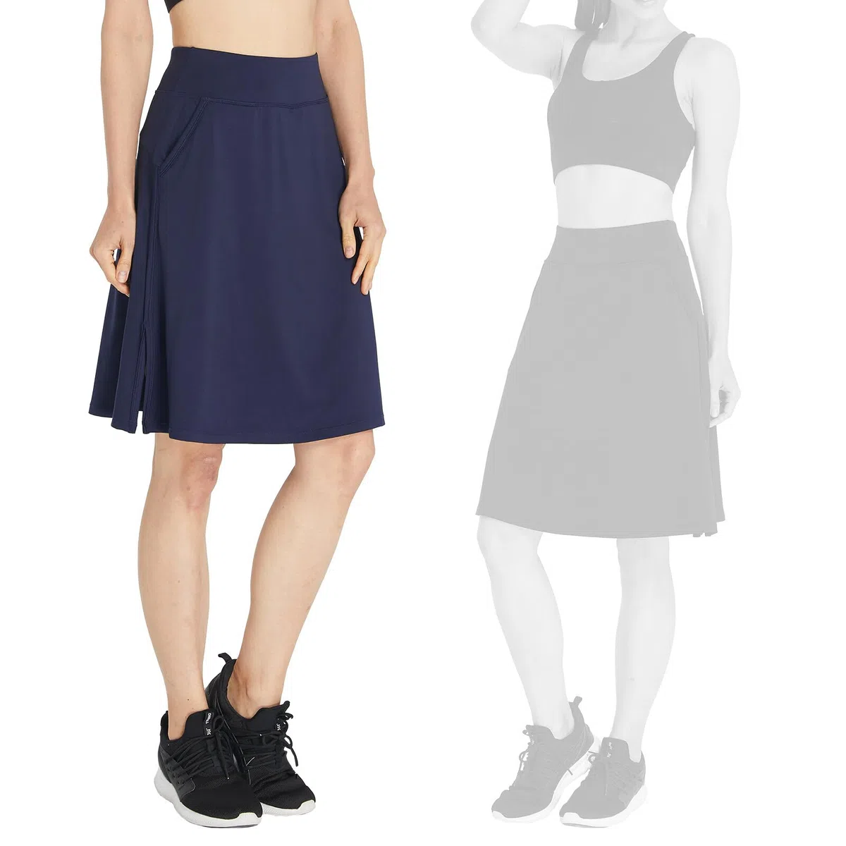Gonna Golf Donna al Ginocchio Gonna Pantalone Estiva Gonne con Pantalono Interni & Tasca Skort per Trekking Escursionismo Tennis B-Marina Militare L