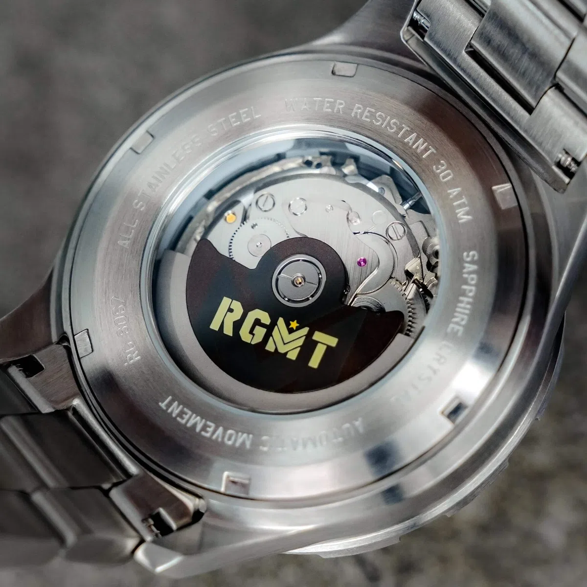 RGMT Globemaster GMT Orologio automatico da uomo, 46 mm, con cinturino in acciaio inox massiccio RG-8067