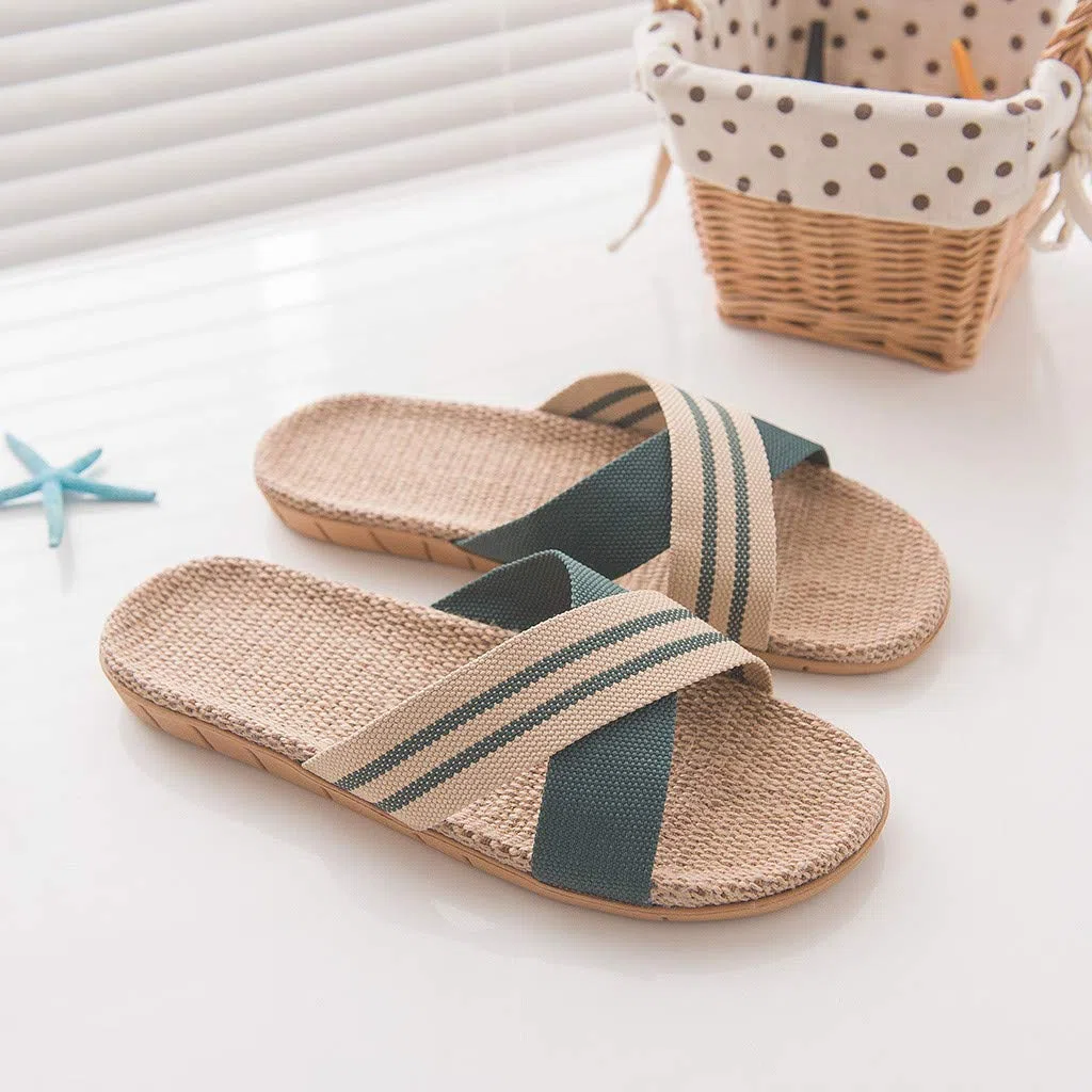 Ciabatte da Uomo in Lino Antiscivolo Pantofole Estiva Casuale Sandali Antiscivolo Ciabatta Punta Aperta Sandalo Sportivi Piatto Scarpe Leggere Comode Slippers da Spiaggia e Attività Outdoor