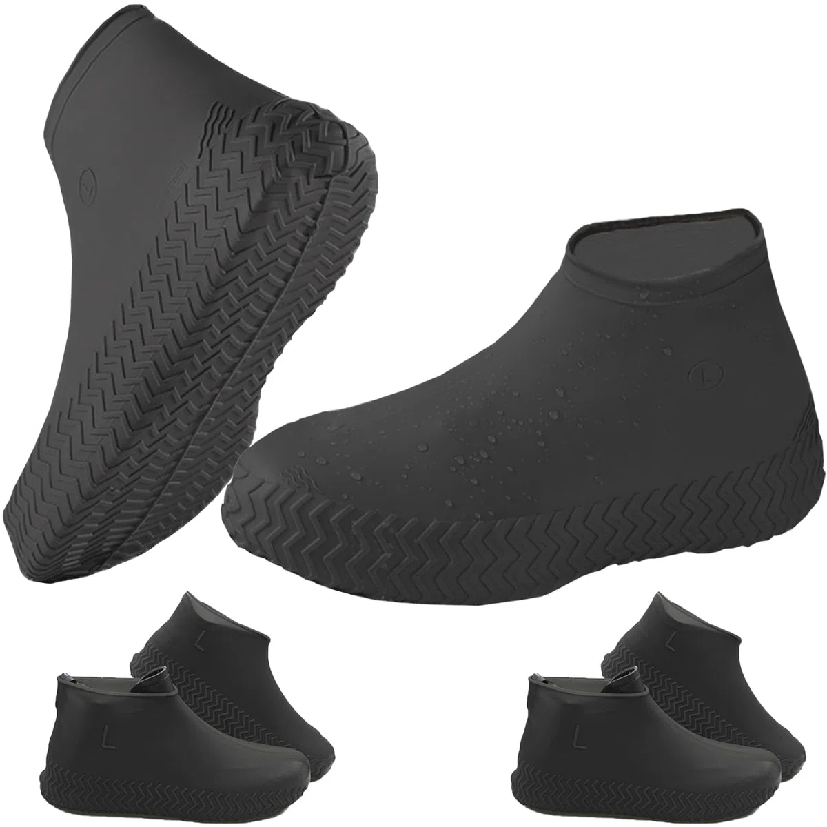 Ahigh Copriscarpe impermeabile, 3 paia di copriscarpe, copriscarpe, usa e getta e riutilizzabili, in lattice, antiscivolo, per pioggia, giorno della neve, spiaggia del deserto, strade fangose
