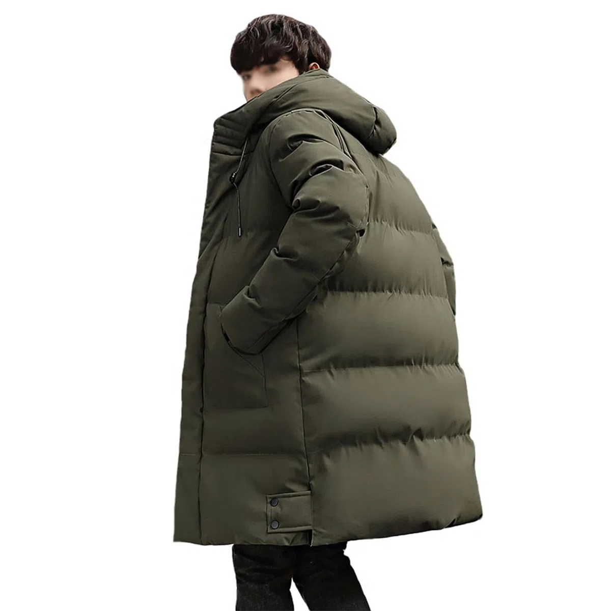 Piumino Lungo Uomo Invernale Caldo Piumino Trapuntato con Cappuccio Parka Zip Spesso Cappotto Invernale Giacca Termica da Uomo