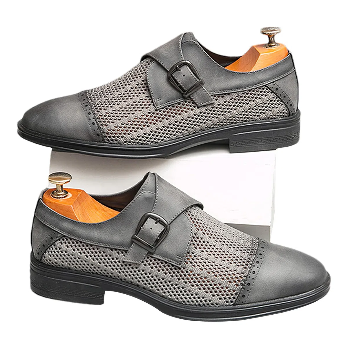 ANUFER Uomo Incavato Estate Scarpe da Sera Bello Singolo Fibbia del Monaco Scarpe da Lavoro
