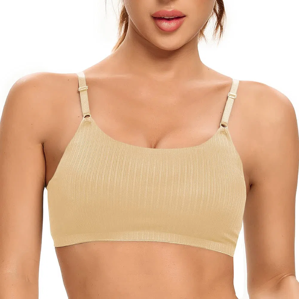 SHEKINI Canotta Donna Reggiseni da Donna Reggiseno Sportivo Imbottito Rimovibile Senza Ferretto Non Regolabile Spalline Pad Rimovibile Bra Push-up Yoga Fitness
