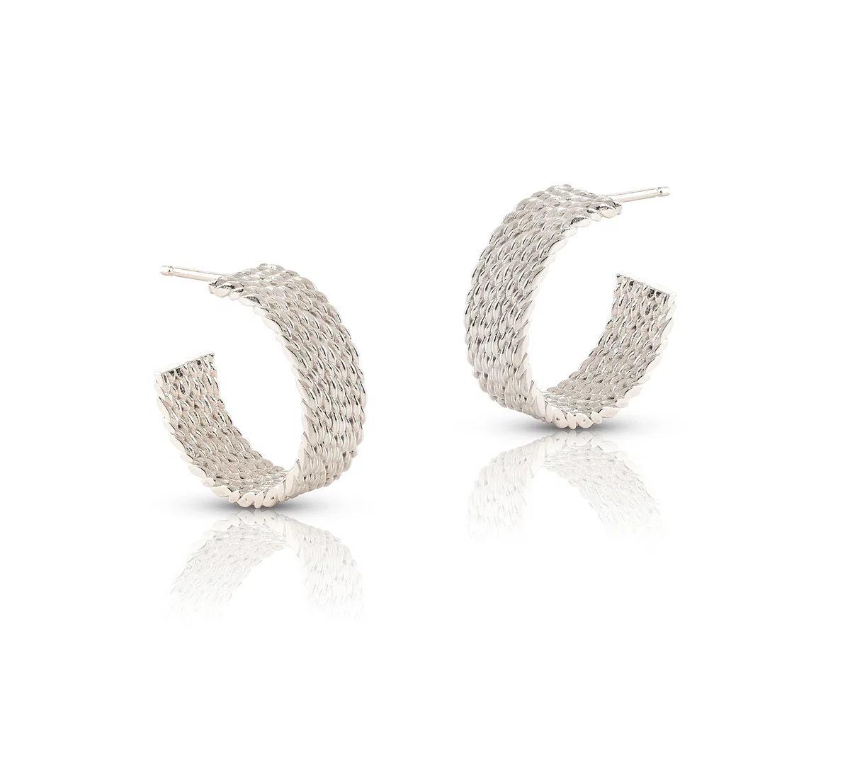 Orecchini Grossi ad Anello in Argento 925, Orecchini a Cerchio con Texture Filigrana