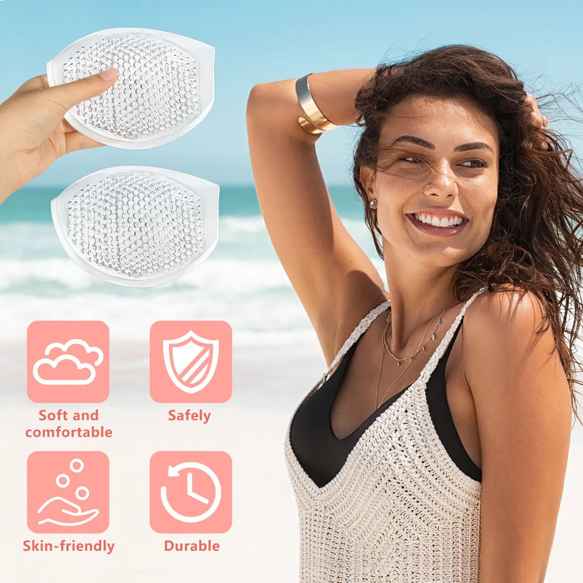 Imbottitura Reggiseno Silicone Coppe per Reggiseni Coppe per Costumi da Bagno 2 Paia Diversi Spessori Rimovibili Reggiseno Adesivo per Una Varietà di Reggiseni