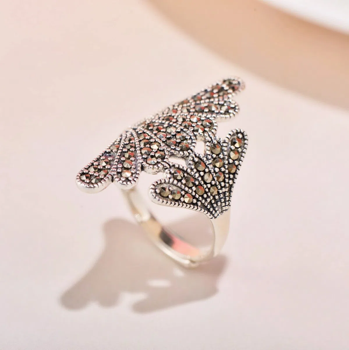 Anello vintage da donna, in argento 925, anello da donna, regolabile, coda di pesce, vintage, regolabile, anello di fidanzamento, donna, regalo di compleanno, Réglable, Strass