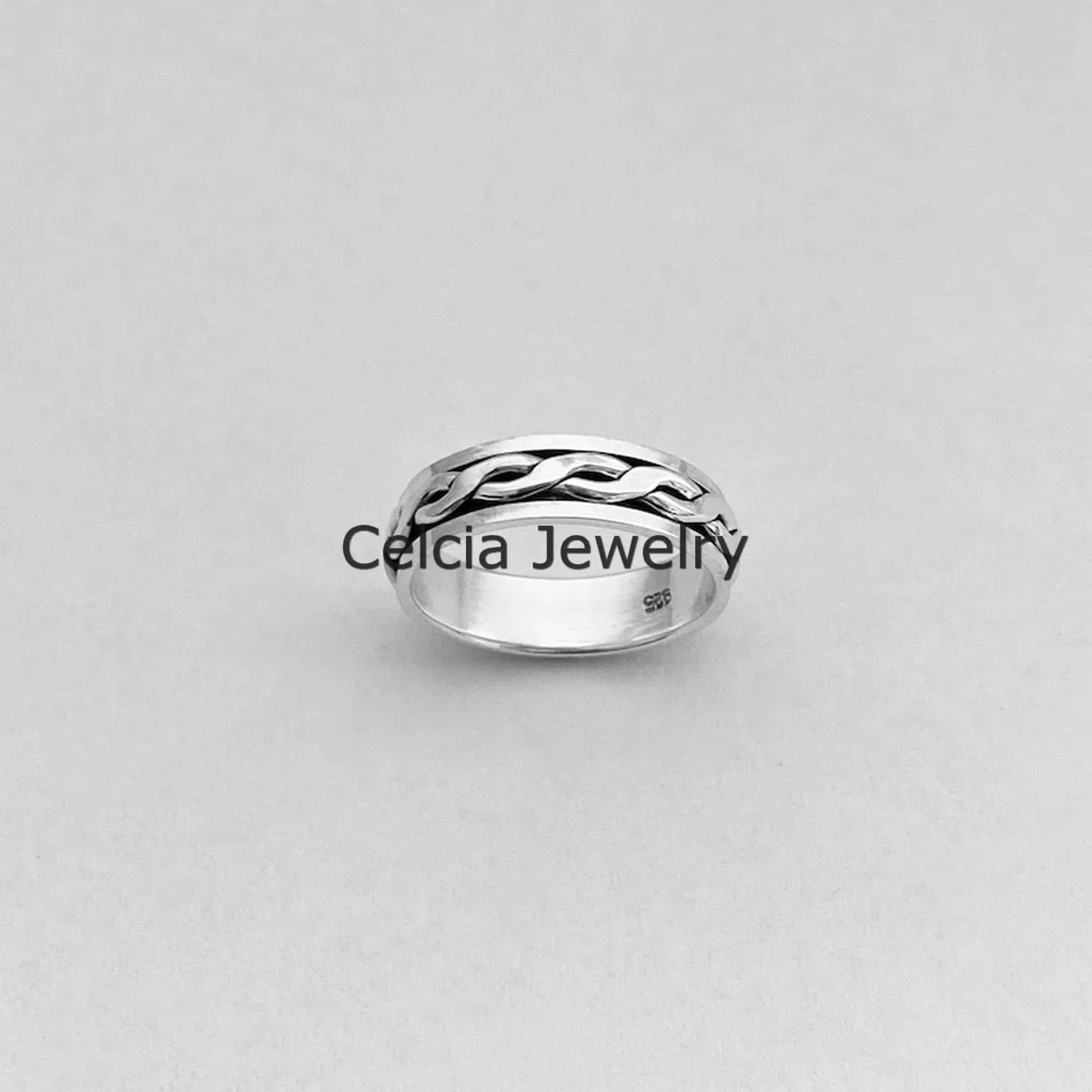 925 Sterling Silver Unisex intrecciato Spinner Ring, Ansia Anello, Anello d'argento, Boho Bohemian Ring, Anello minimalista, Regali per la festa della mamma, Anello Mens unico
