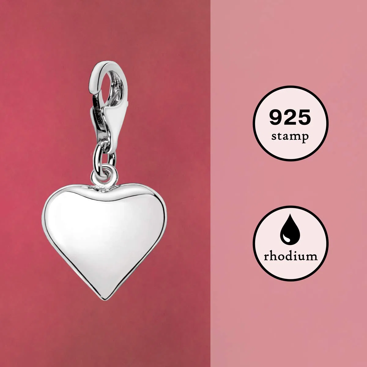 Quiges Donna Ciondolo Charm in Argento Cuori per Braccialetti di Charm e Bead