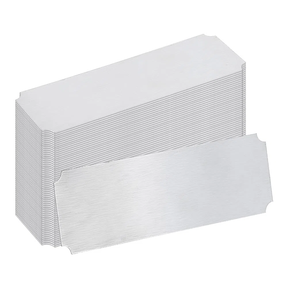 BENECREAT 60 Etichette Vuote in Alluminio, 7,5 x 2,5 cm, Con Incisione Laser, Rettangolare, per Collane, Bracciali, Marchi di Cani