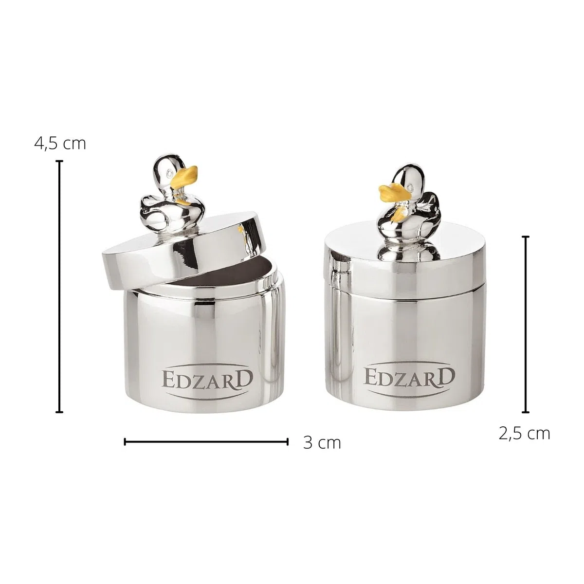 Edzard Scatola per Denti/Scatola per Gioielli/Scatola per Pillole Anatra (Set da 2), Altezza 5 cm, placcata in Argento pregiato, antiossidante