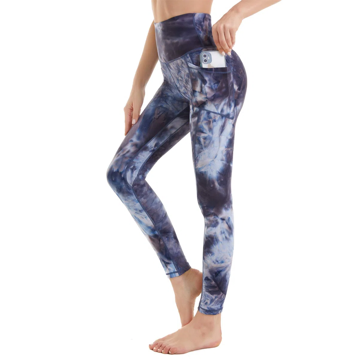 Devirld Leggings da donna con tasche per controllo della pancia, pantaloni a vita alta per yoga, palestra, allenamento, leggings da donna