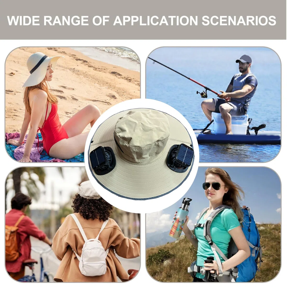 Cappello con Ventole a Energia Solare Protezione UV, Cappello Leggero e | Copricapo Outdoor Escursionismo Campeggio Pesca Attrezzatura Personale Per Spiaggia Pesca Campeggio Outdoor V
