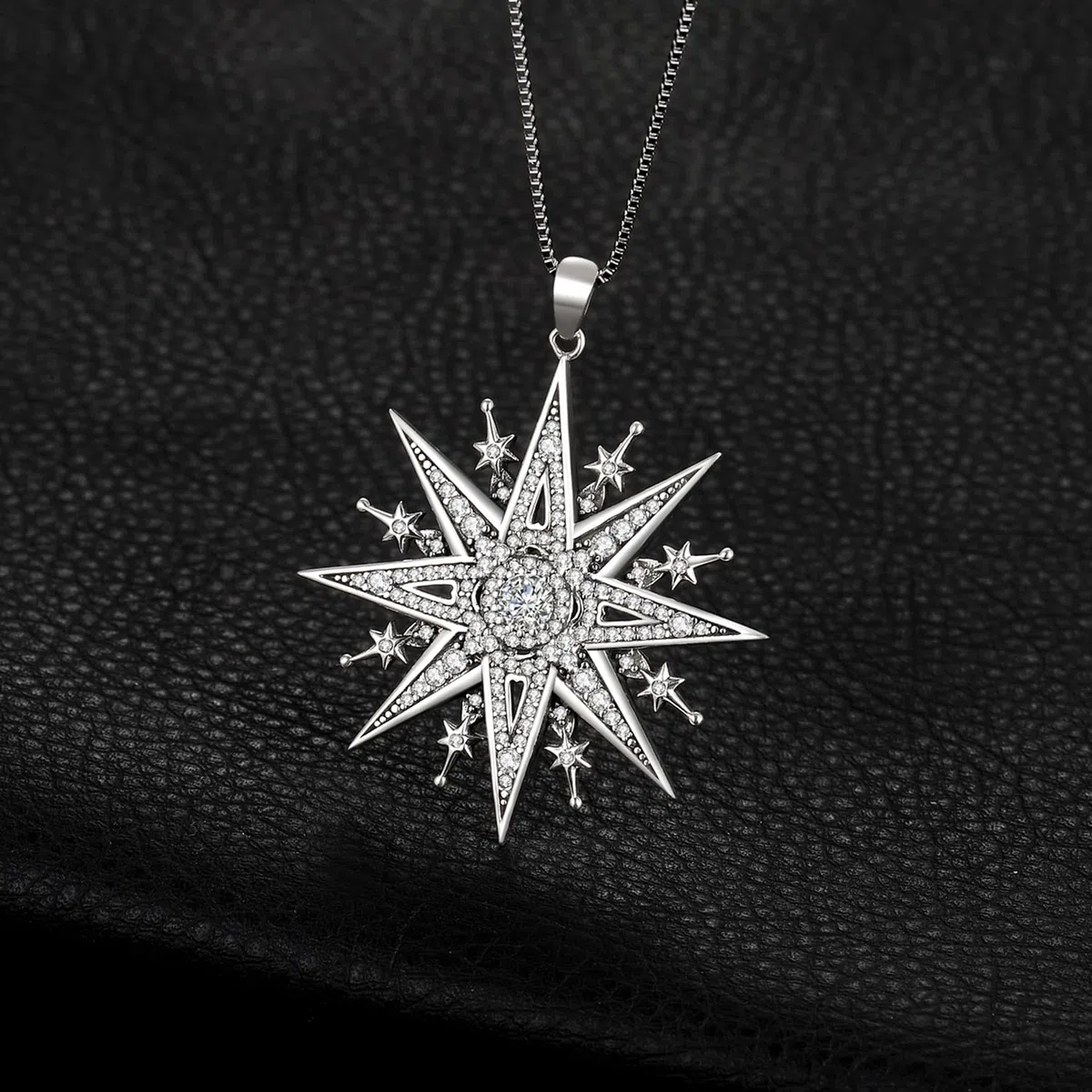JewelryPalace Vintage Collana Stella del Nord Donna Argento 925 con Cubica Zirconia, Collana Ciondolo Pietra a Taglio Rotondo con Catena 45cm, Collane Pendenti Anniversario Set Gioielli Donna