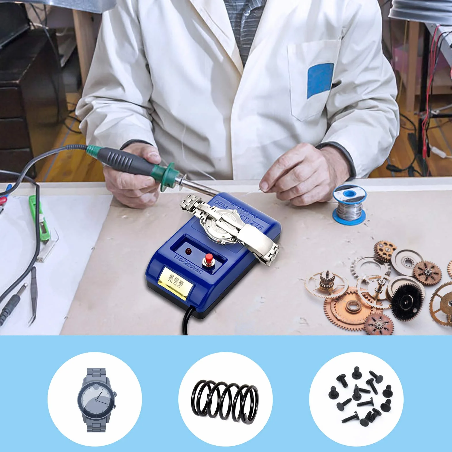 Greensen Smagnetizzatore per Orologi Quarzo, Strumento di Rimozione Magnetismo Professionale per Riparazione Orologi – Dispositivo per Demagnetizzazione Precisa e