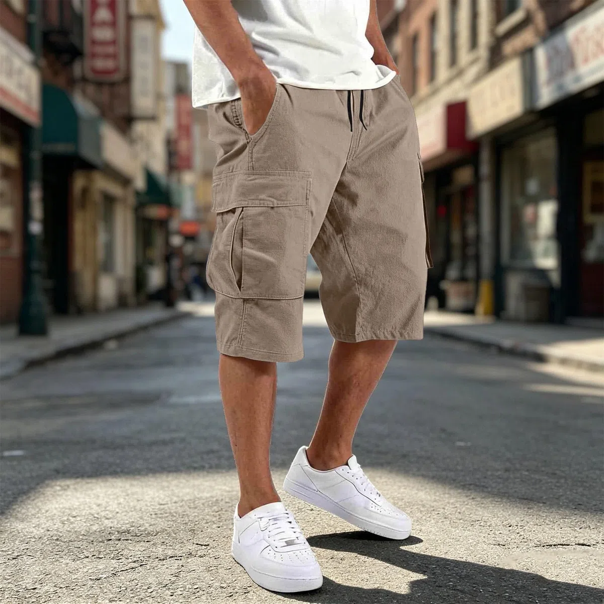 Pantaloncini Uomo Estivi Cargo Bermuda Cargo Shorts - Con Tasche Pantaloni Corti Slim Fit Multi-Tasche In Cotone Pantaloncini Da Lavoro Casual Sportivi Leggero Shorts Campeggio Vacanza Spiaggia