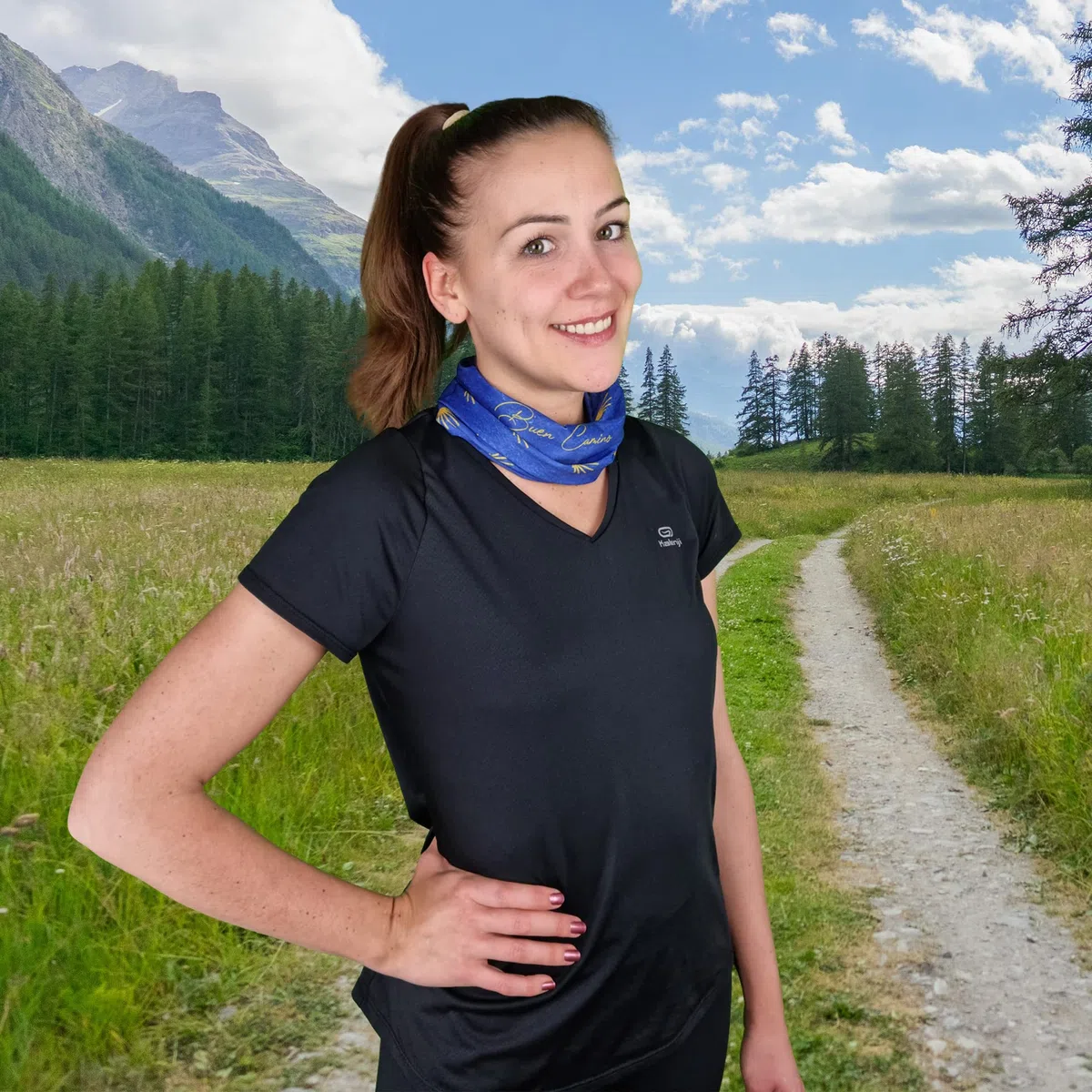Buen Camino Scaldacollo Multifunzionale – nero/bianco, tubolare ultraleggero per il Cammino di Santiago, bandana con effetto rinfrescante, ad asciugatura rapida, senza cuciture, traspirante