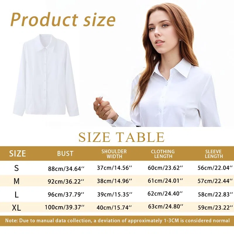 Camicie Bianche per Le Donne,Pulsante a Maniche Lunghe Top Casual,Tops Stretch di Base per I'ufficio