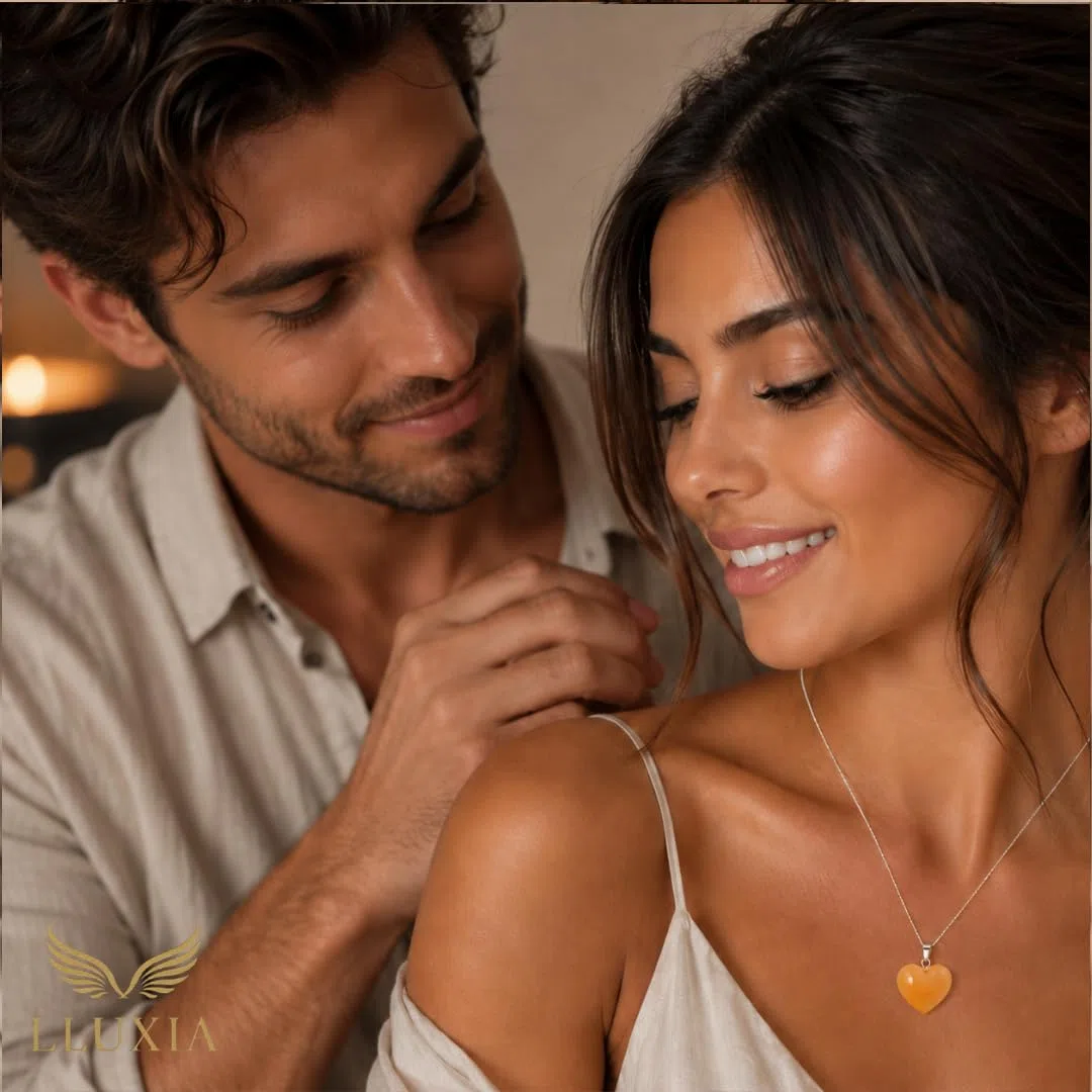 Ciondolo a forma di cuore in avventurina arancione naturale – pietra fine lucidata – gioiello da donna in pietra naturale – ciondolo portafortuna energia positiva – regalo benessere – senza