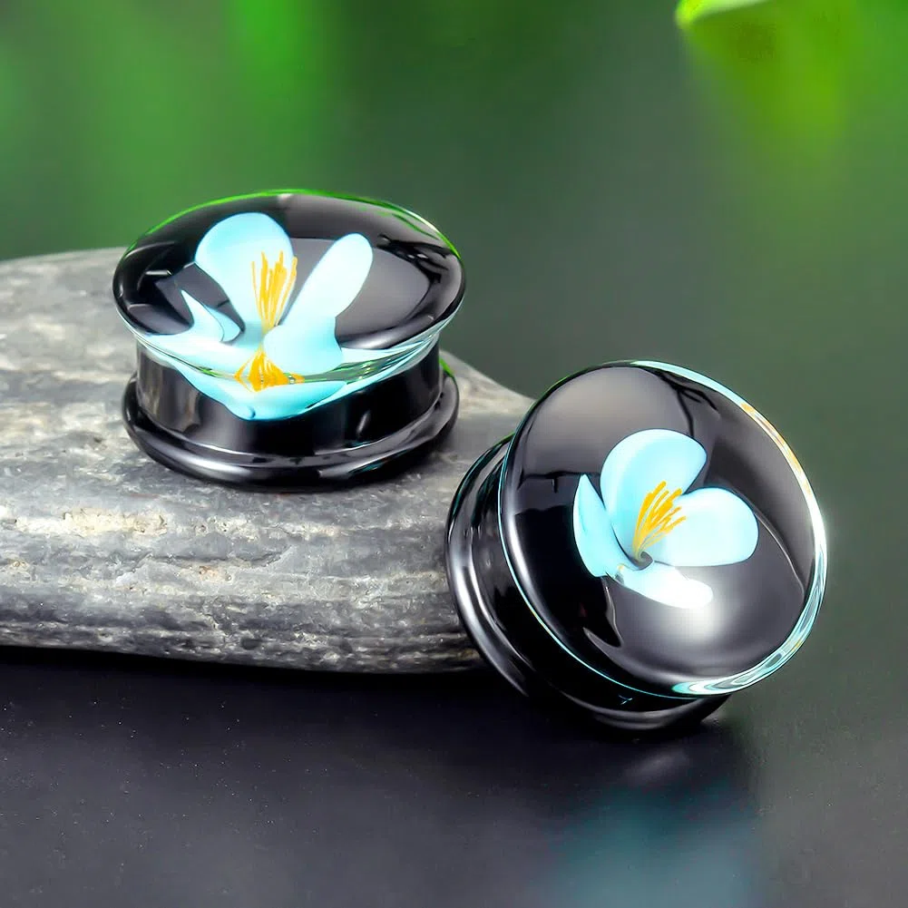 COOEAR 1 paio di orecchini pendenti alla moda blu espansivo cosmico Star Ear Piercing Plug da 8mm a 25mm.