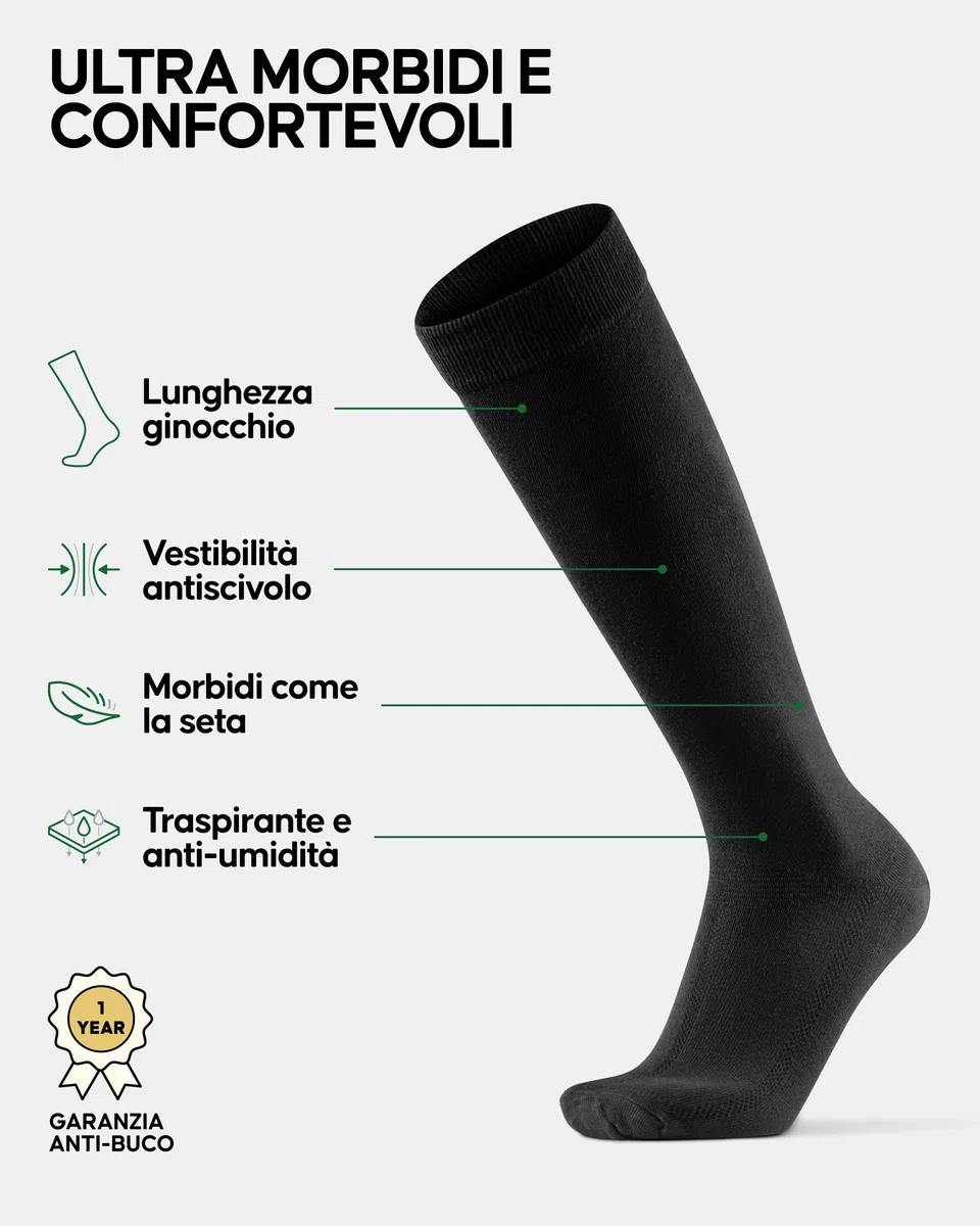 DANISH ENDURANCE Calze Uomo Lunghe in Bambù, Traspiranti, 3 o 6 Paia | Calze lunghe in bambù, morbide e traspiranti con corsie di ventilazione, per uso quotidiano e regalo, Unisex