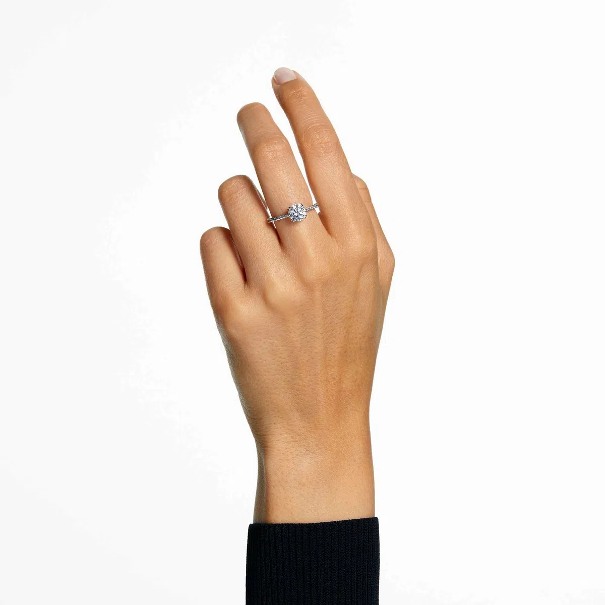Swarovski Stilla Collezione Anello cocktail, Taglio rotondo, Pavé, Bianco, Finitura tonalità argento