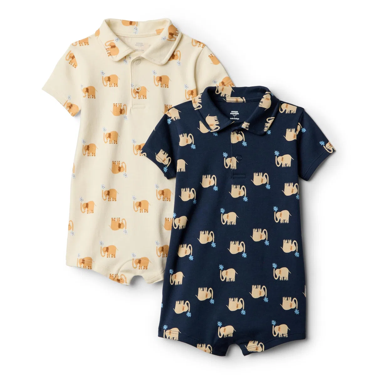 Amazon Essentials x Sofia Grainge Tutina Polo in Cotone a Maniche Corte Bimbo 0-24, Pacco da 2