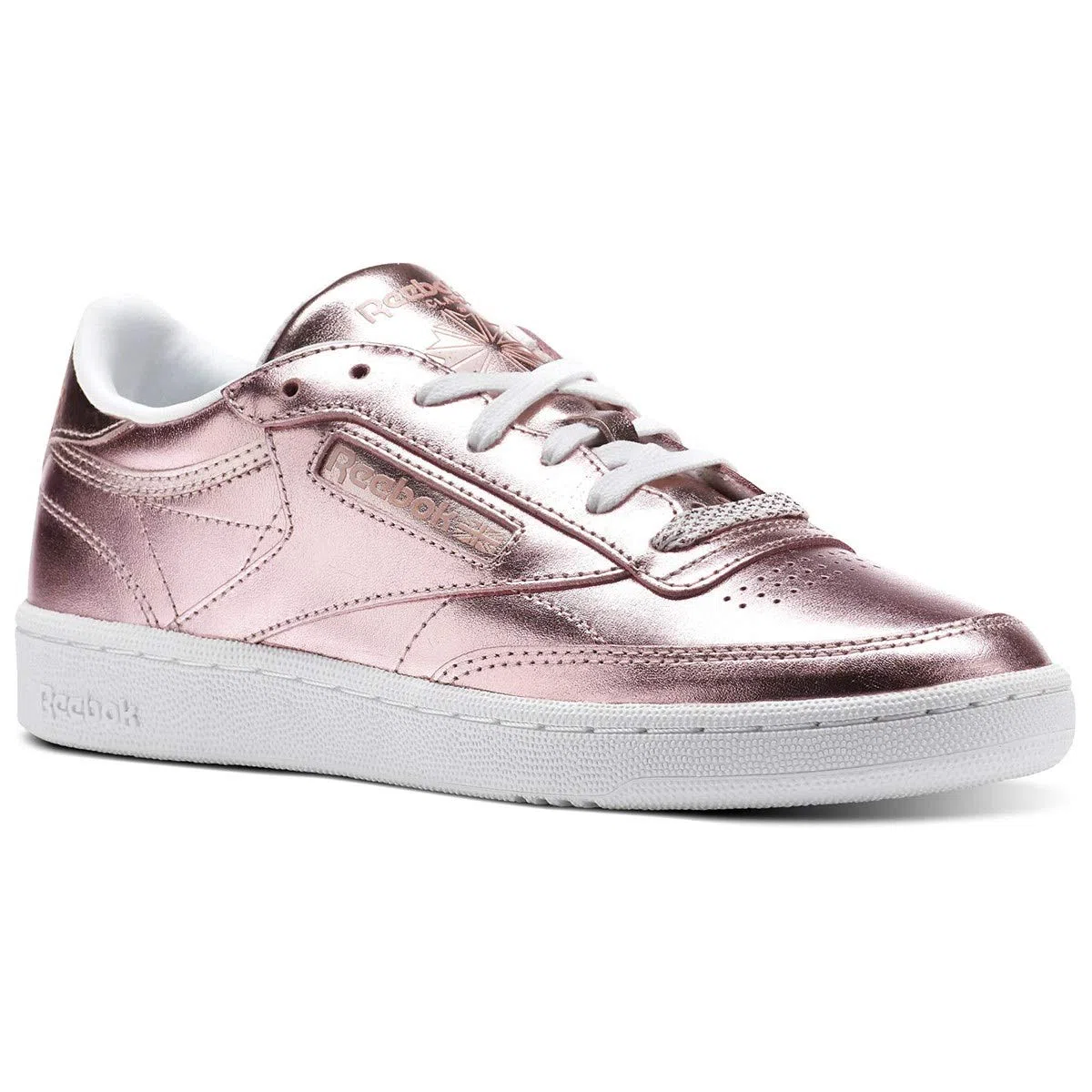 Reebok Scarpe da Tennis Club C 85 S Shine Donna, Nero Argento, 37 EU