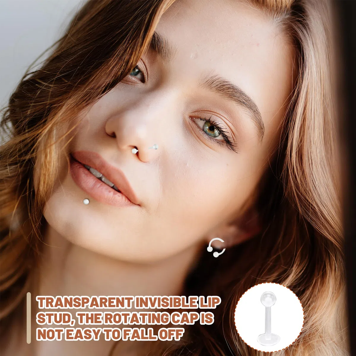 48 piercing Bioflex in plastica trasparente, Helix Septum Tragus Labret Naso Libro Lingua Capezzolo per MRI, 14G 16G 20G gioielli industriale