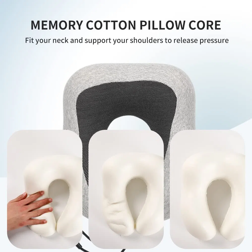 Gvolatee Cuscino da Viaggio Memory Foam, Cuscino Cervicale da Viaggio Tightness Regolabile, Cuscino Collo da Viaggio Supporto，Perfetto per Auto Aereo Ufficio e Domestico(grigio)