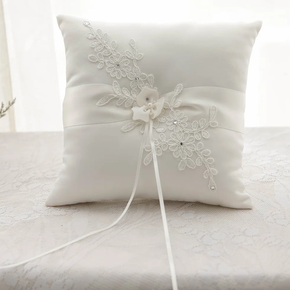 Awtlife Flower Wedding Ring Pillow Avorio Portacuscino per matrimonio in spiaggia 21 cm