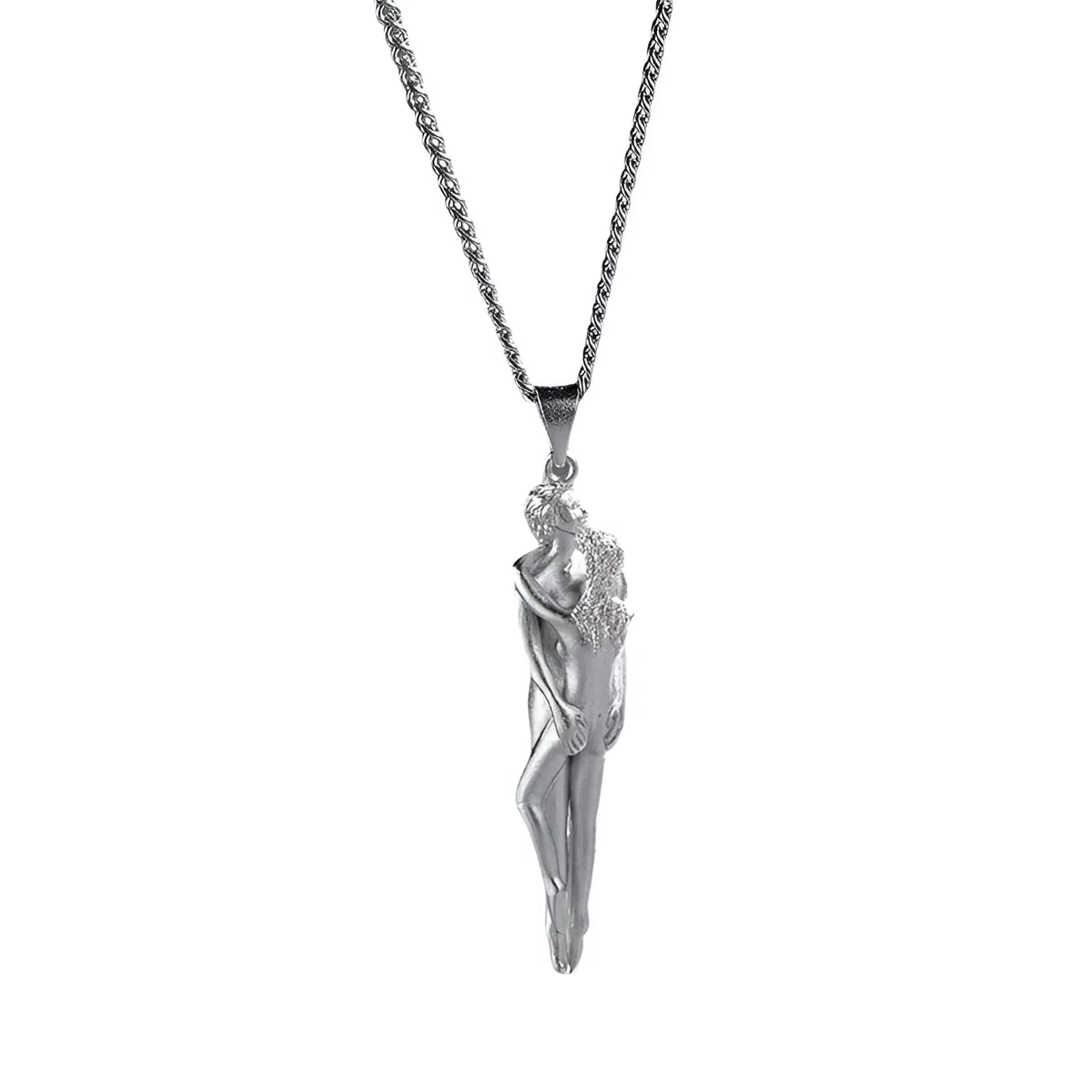 Feng Shui Accessori per Ragazze Collana Abbraccio in Argento Sterling 925 per Donne e Uomini, Collana Coppia Abbraccio Abbraccio Classico Collana con Ciondolo Coppia Piccola Gente Collana Abbraccio,