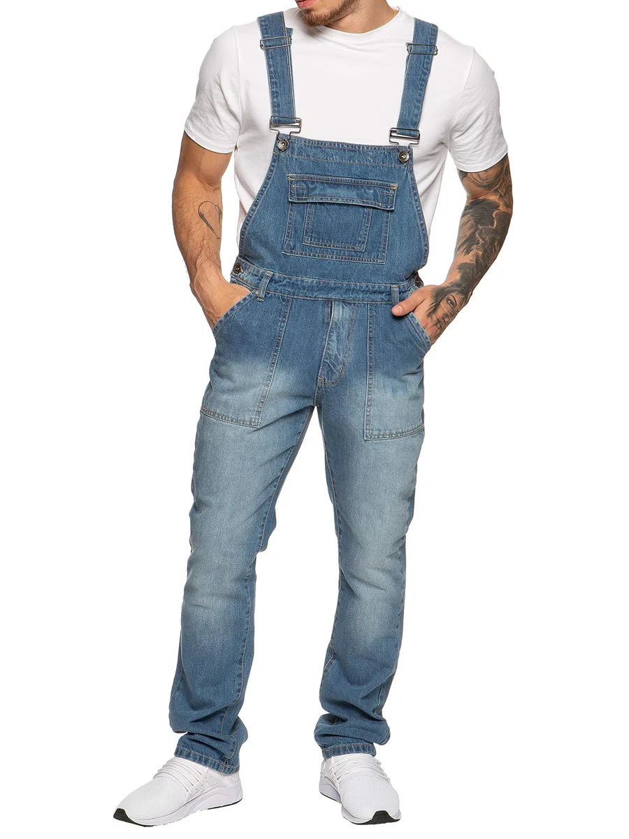 Enzo Ezd390 Ven Denim Dungarees Overalls Uomo (Pacco da 1)