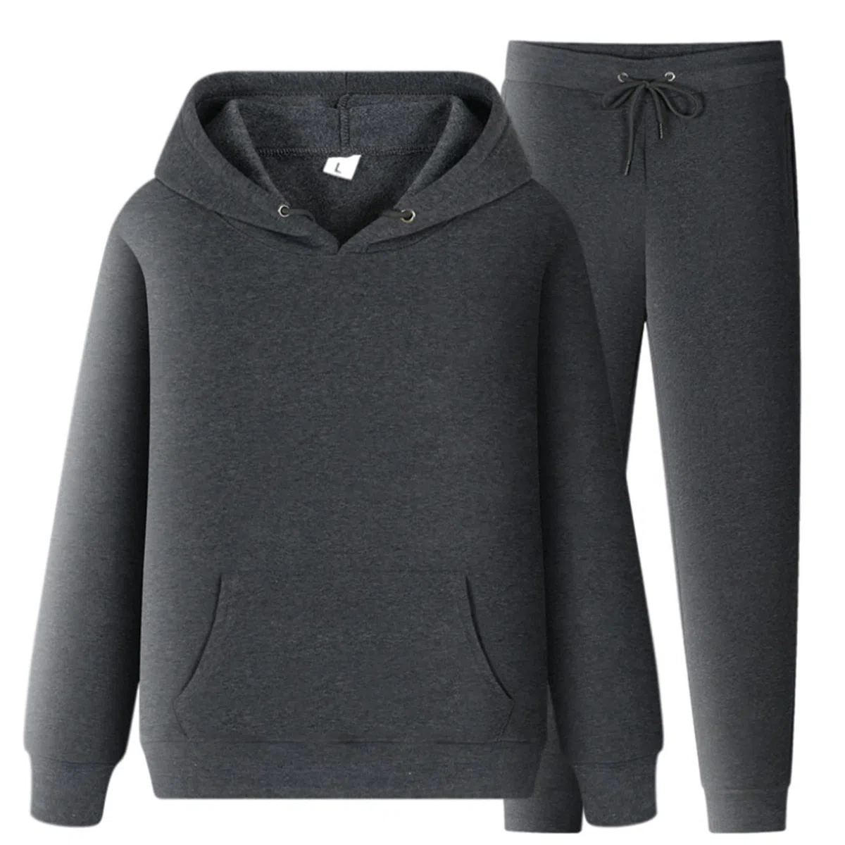 Tuta per ragazzi uomini e donne sport tuta e inverno tempo libero tinta unita felpa con cappuccio pantaloni con nappe tuta sportiva