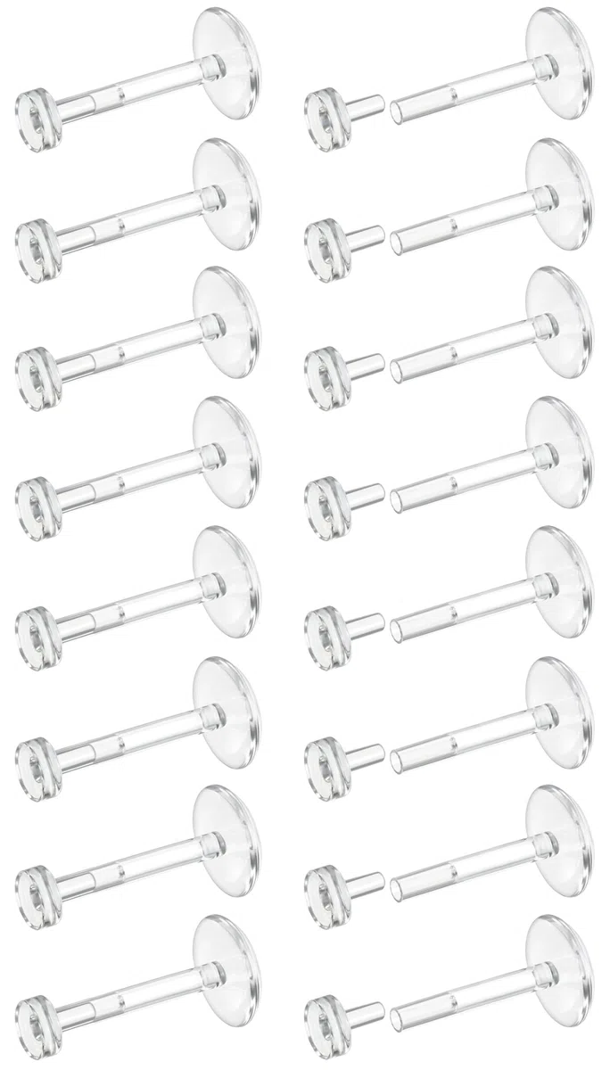 Dochais 16G 18G Trasparente Piercing Fermi Flessibile Acrilico Chiaro Retainer Piercing Labbro Naso Labret Fermi Trago Helix Cartilagine Orecchino Transparent Piercings 16 Pezzi 6mm 8mm 10mm 12mm