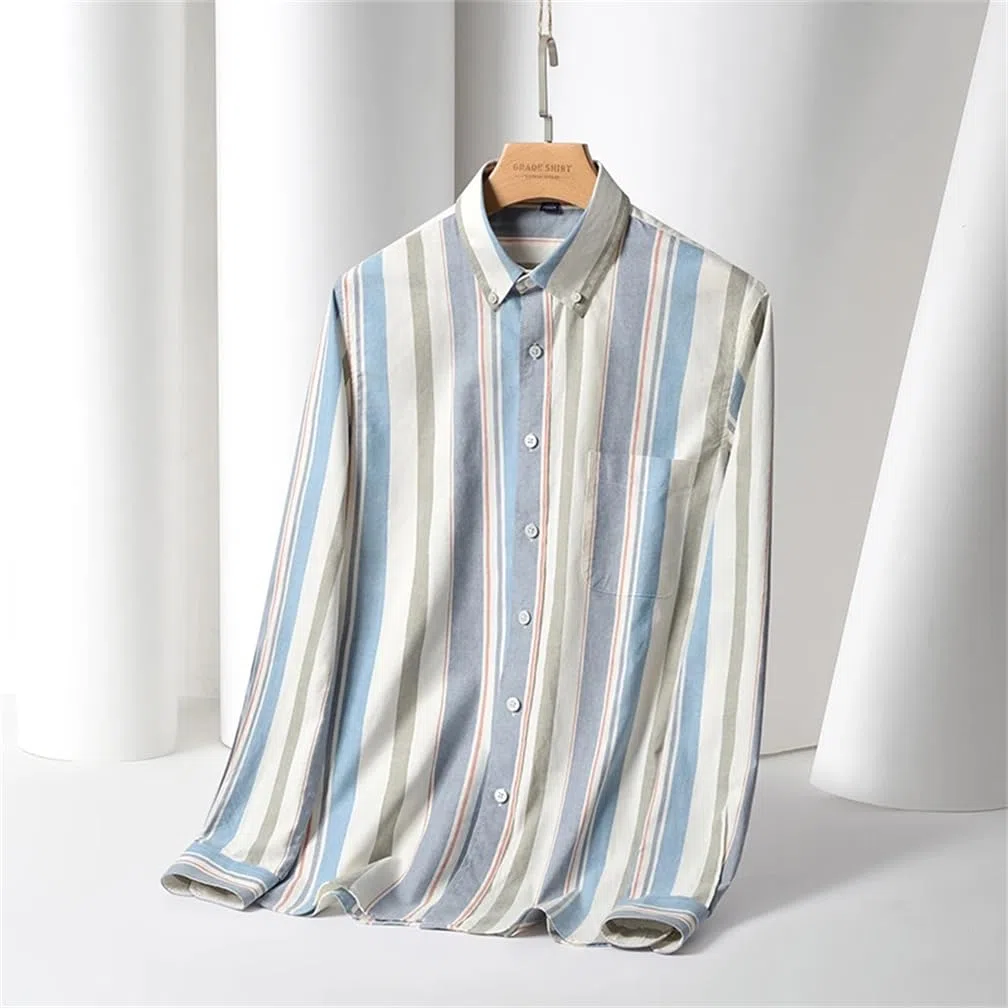 Adhdyuud, Camicia da uomo in 100% cotone Oxford, primaverile, casual, per ufficio, vestibilità regolare, manica lunga